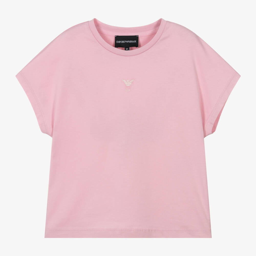 Emporio Armani-Girls Soft Pink Jersey Top | Childrensalon Outlet