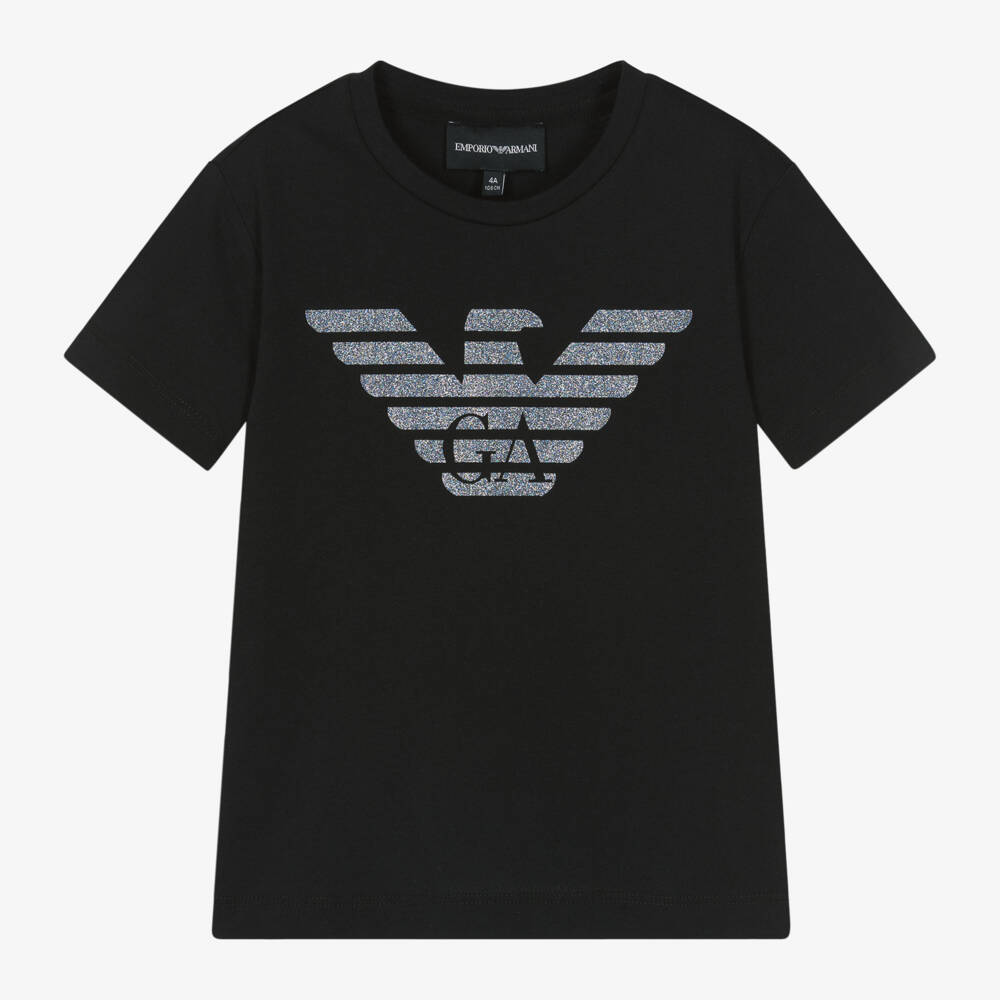 Emporio Armani-Girls Sparkle Eagle Cotton Tee | Childrensalon Outlet