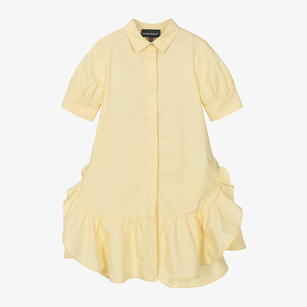 Emporio Armani-فستان قميص قطني مشرق للبنات | Childrensalon Outlet
