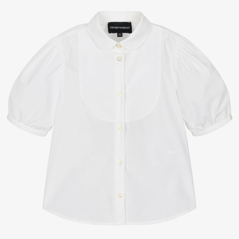 Emporio Armani - Белая хлопковая блузка с манишкой | Childrensalon