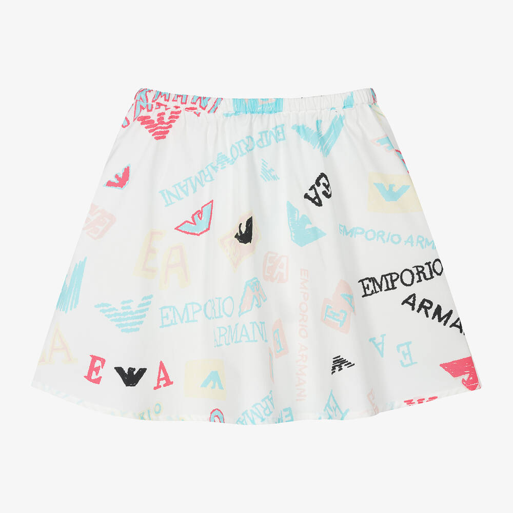 Emporio Armani-Girls White Cotton Skirt | Childrensalon Outlet