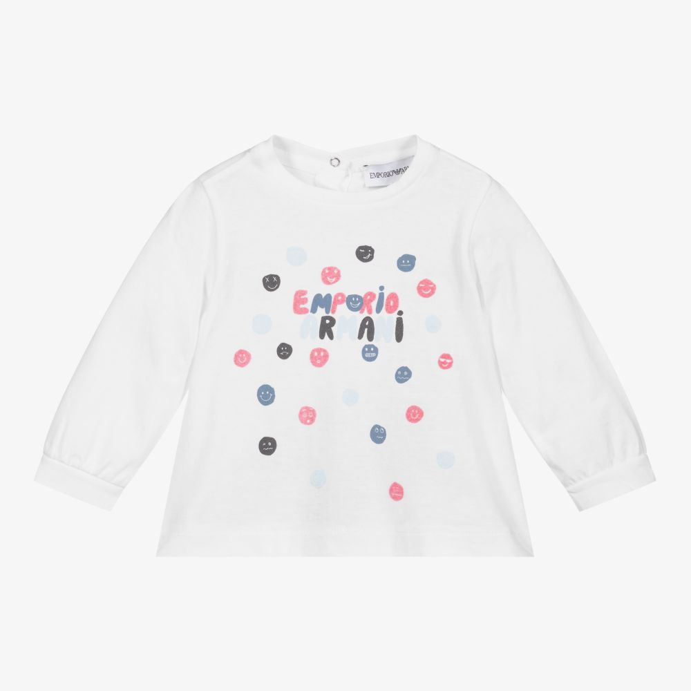 Emporio Armani-Girls White Cotton Top | Childrensalon Outlet