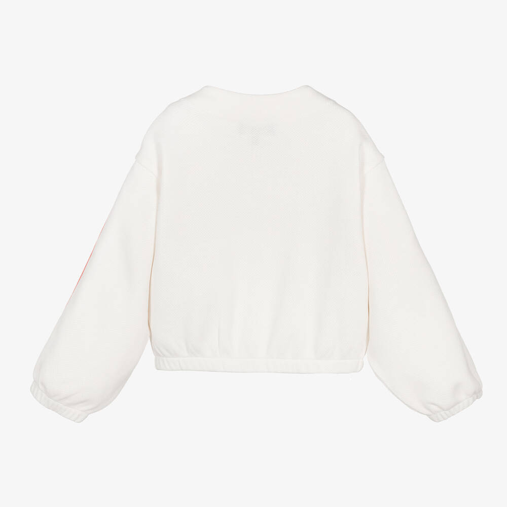 Emporio Armani-Girls White Cotton Zip-Up Top | Childrensalon Outlet