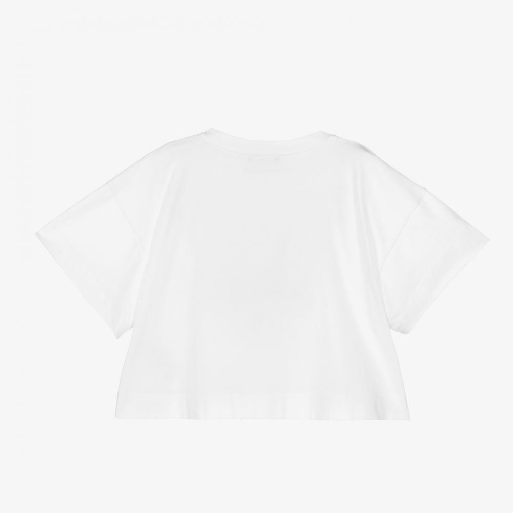 Emporio Armani Girls White Cropped TShirt Childrensalon Outlet