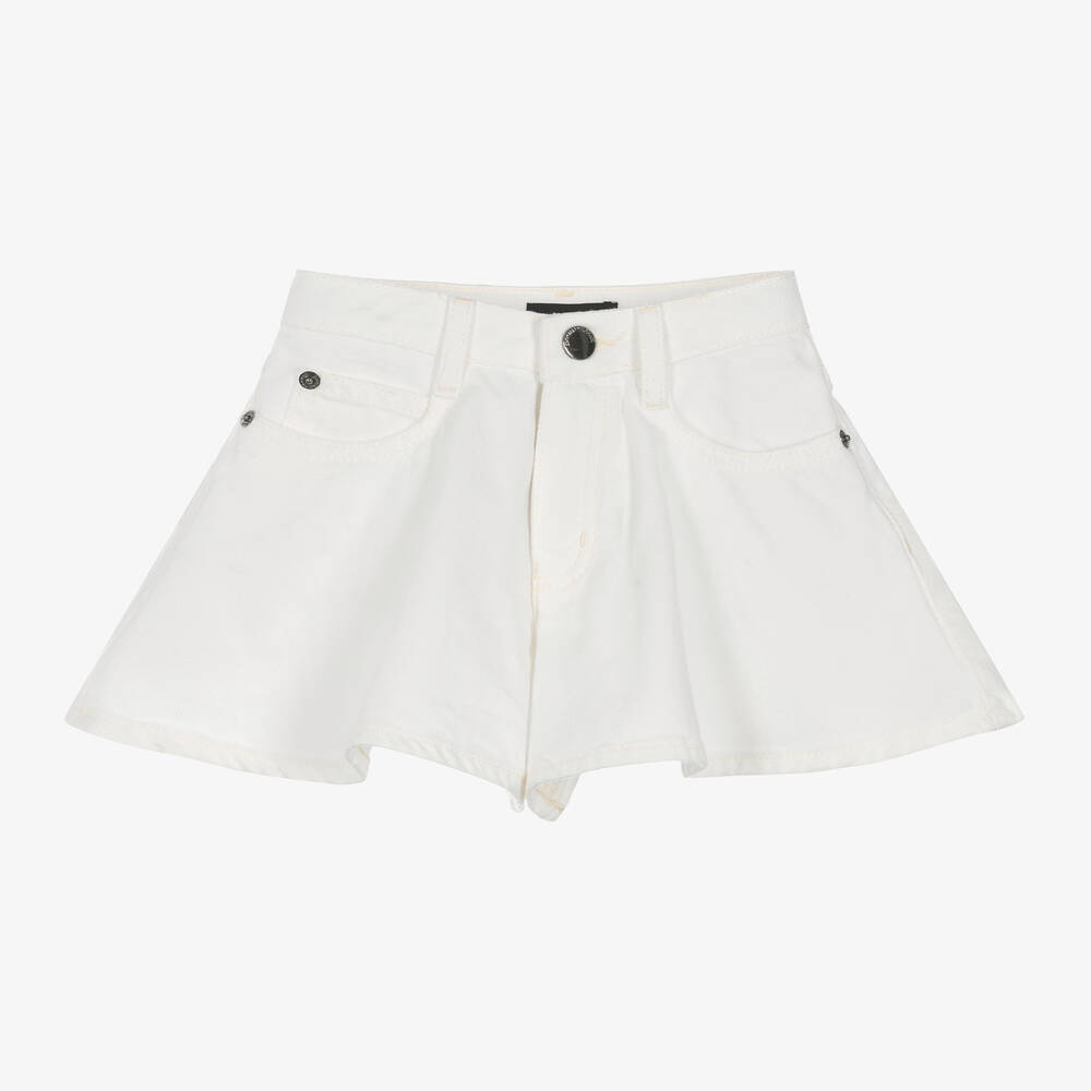 Emporio Armani-Girls White Denim Flared Shorts | Childrensalon Outlet
