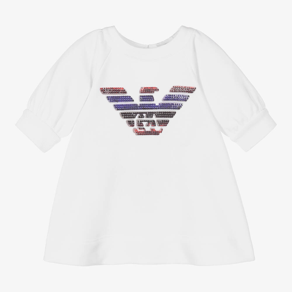 Emporio Armani - Weißes Adler-Sweatshirtkleid (M) | Childrensalon