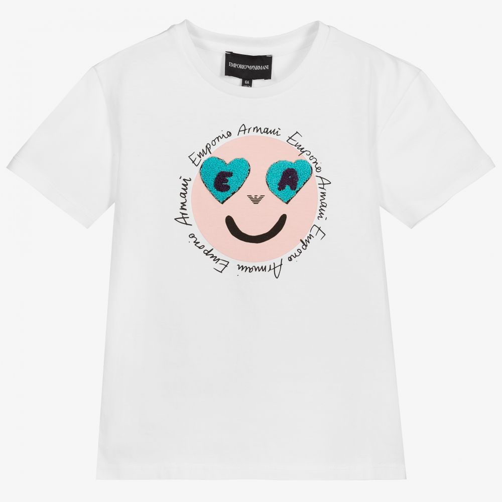 Emporio Armani - Girls White Logo T-Shirt | Childrensalon