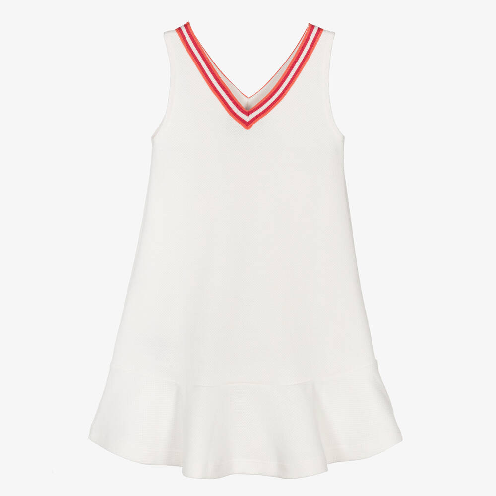 Emporio Armani-Girls White & Red Stripe Cotton Dress | Childrensalon Outlet