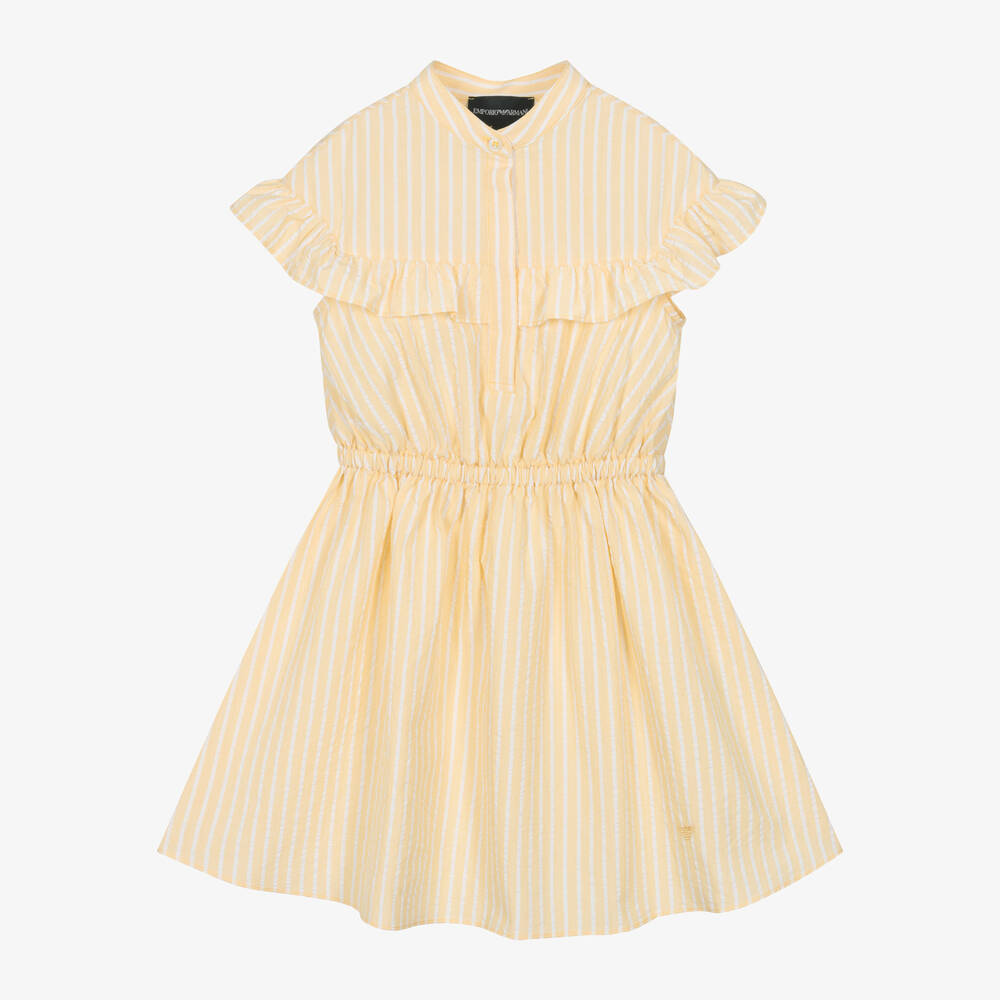 Emporio Armani-Girls Yellow Cotton Dress | Childrensalon Outlet
