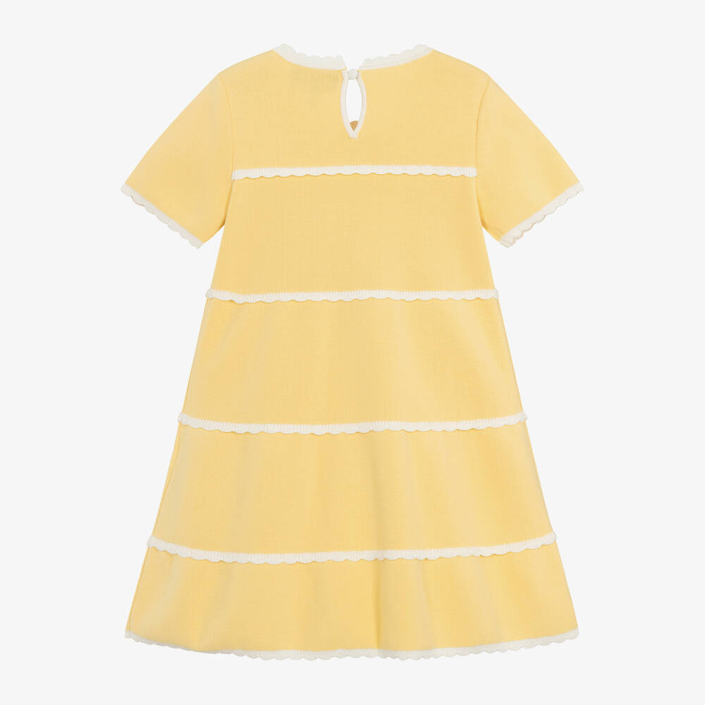 Emporio Armani-Girls Yellow Cotton Knit Dress | Childrensalon Outlet