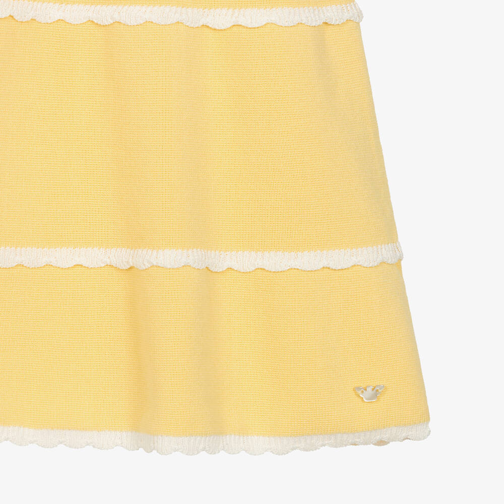 Emporio Armani-Girls Yellow Cotton Knit Dress | Childrensalon Outlet