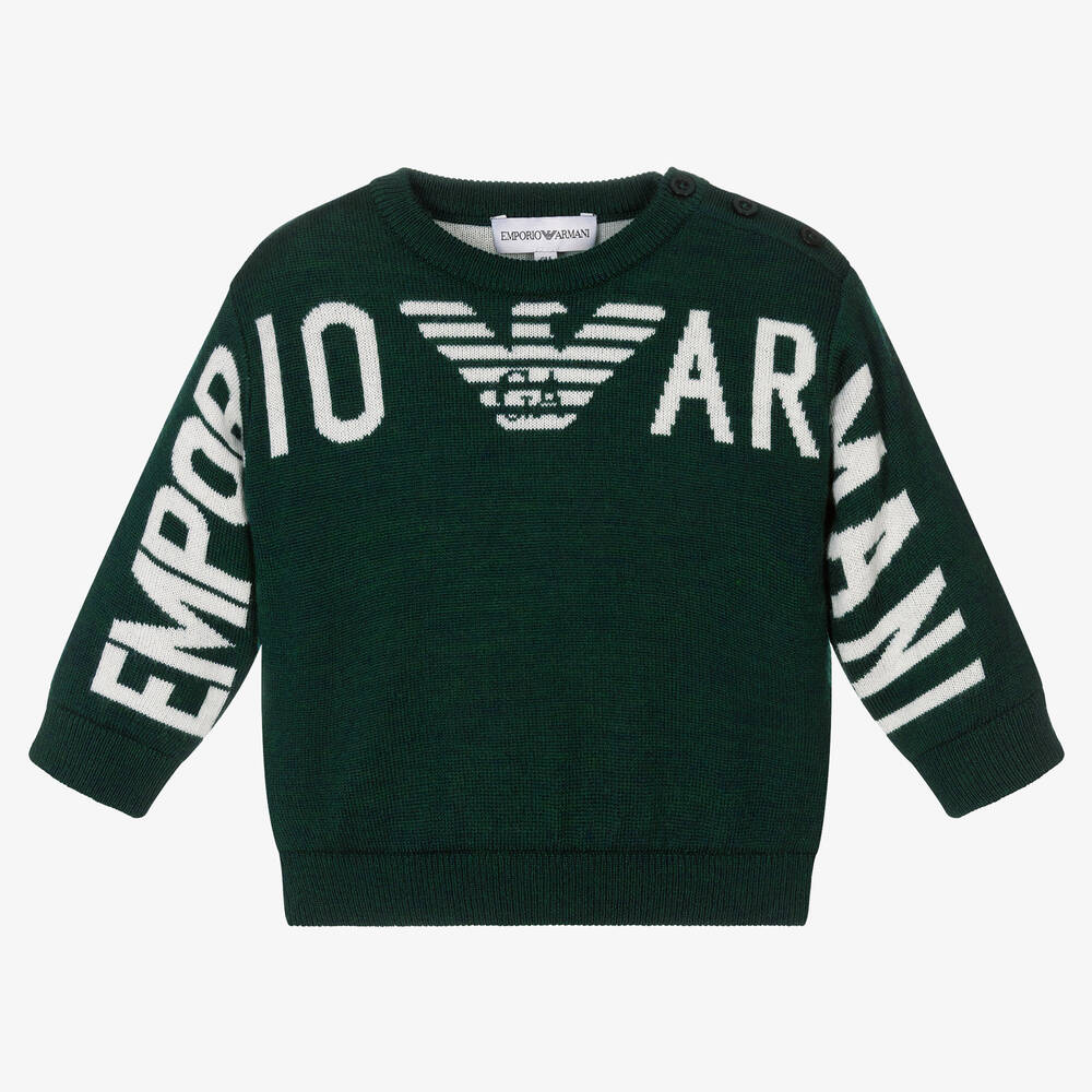 Emporio Armani - Pull vert en maille | Childrensalon