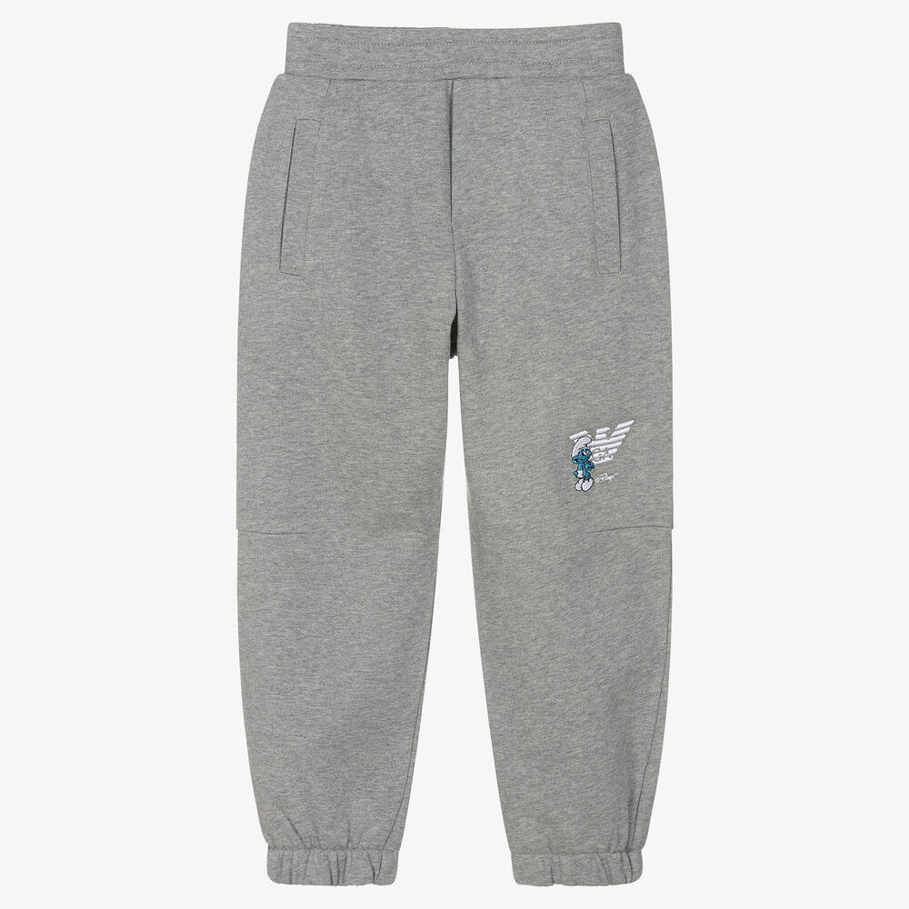 Emporio Armani - Grey Marl Cotton Smurfs Joggers | Childrensalon