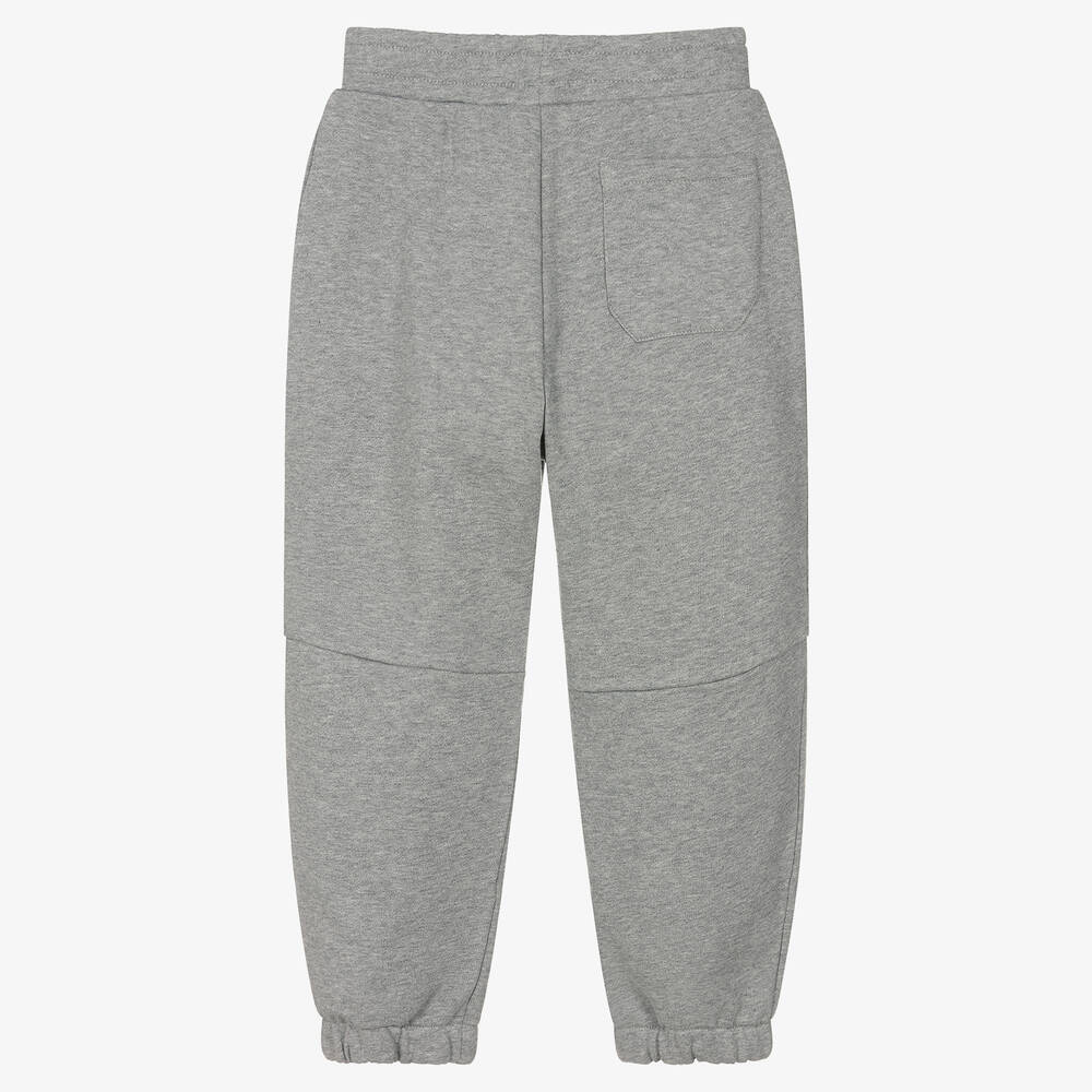 Emporio Armani-Серые джоггеры из меланжевого хлопка со смурфиком | Childrensalon Outlet