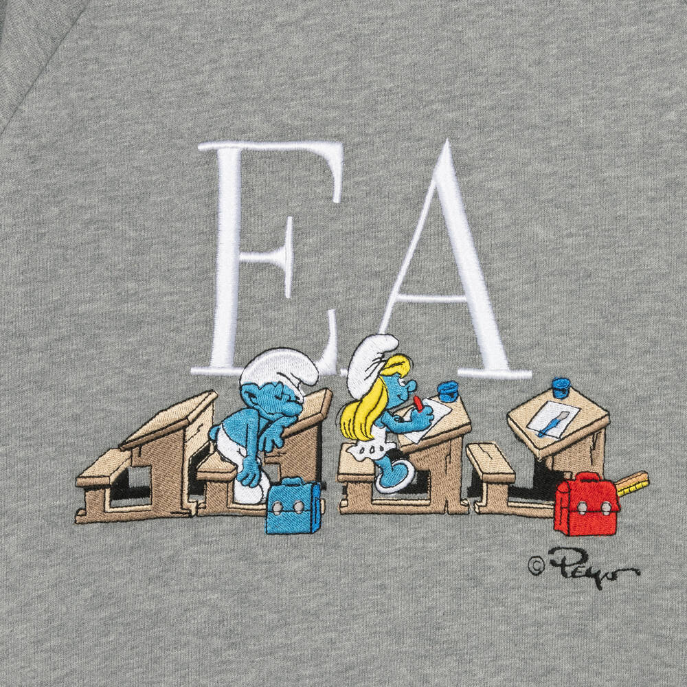 Emporio Armani-سويتشيرت قطن عضوي لون رمادي | Childrensalon Outlet