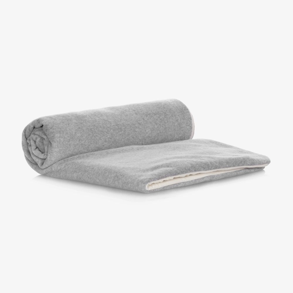 Emporio Armani Grey Velour Blanket 76cm Childrensalon Outlet