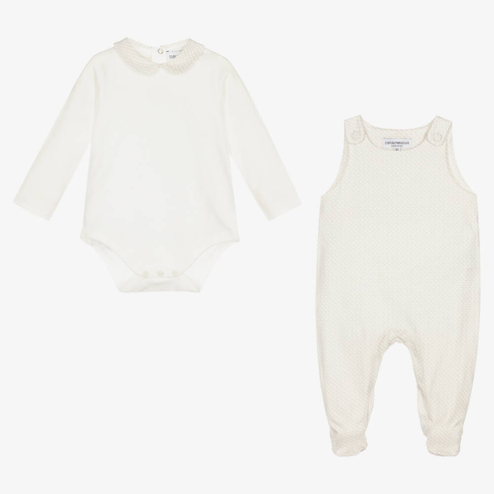 Emporio Armani-Ivory & Beige Babysuit Gift Set | Childrensalon Outlet