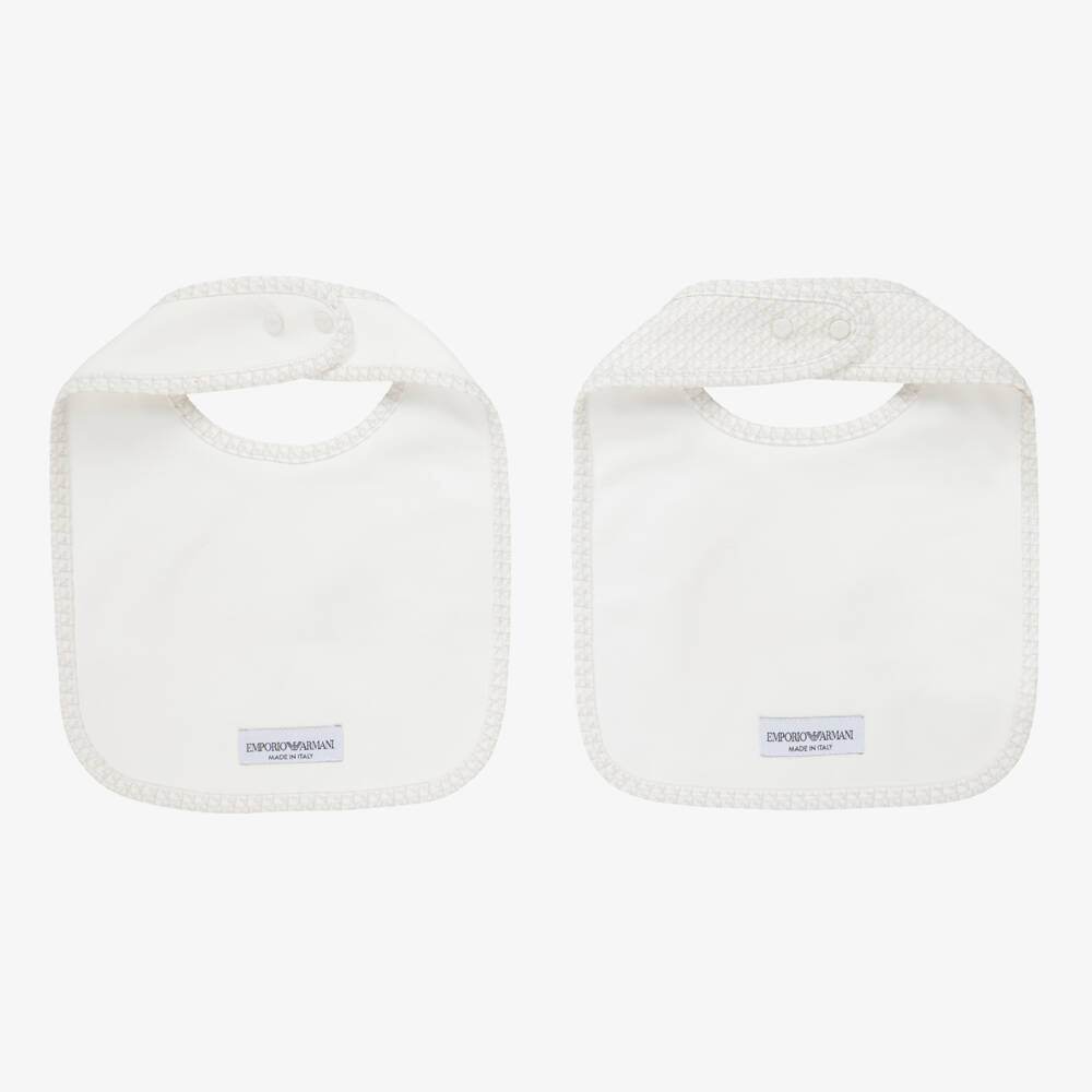 Emporio Armani-Ivory & Beige Bibs (2 Pack) | Childrensalon Outlet