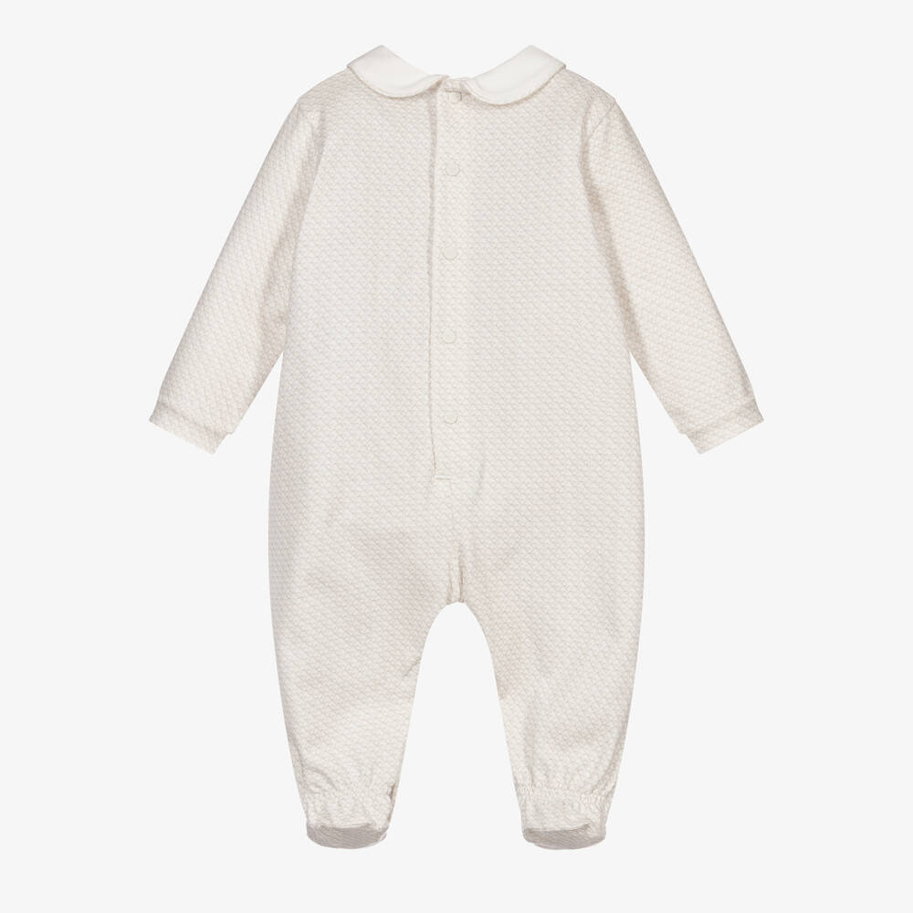 Emporio Armani-Кремово-бежевый хлопковый комбинезон | Childrensalon Outlet