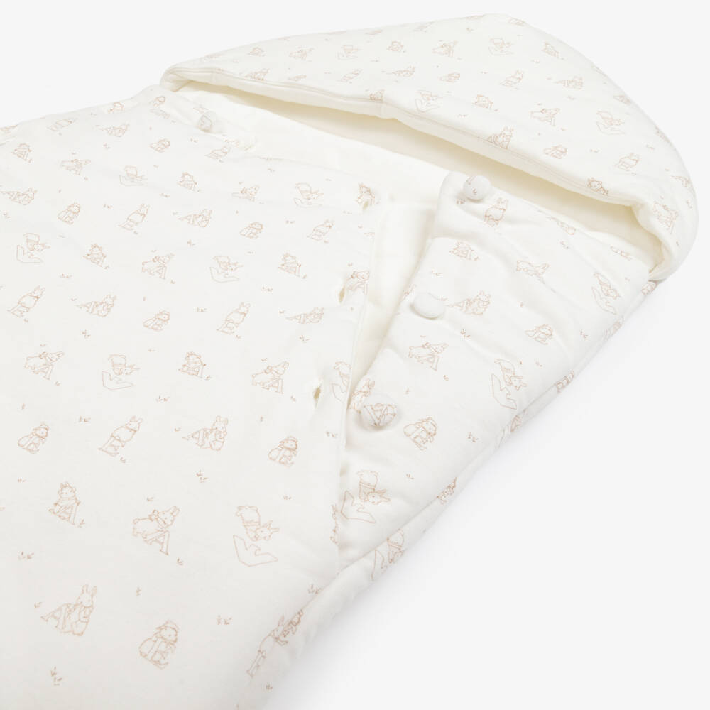 Emporio Armani-Ivory Cotton Alphabet Bunny Print Baby Nest (74cm) | Childrensalon Outlet