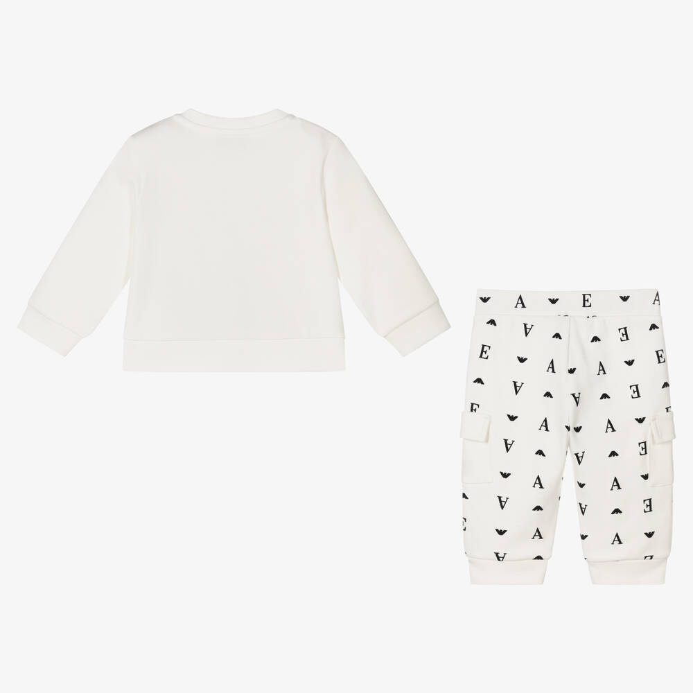 Emporio Armani Survetement ivoire en coton bebe Childrensalon Outlet