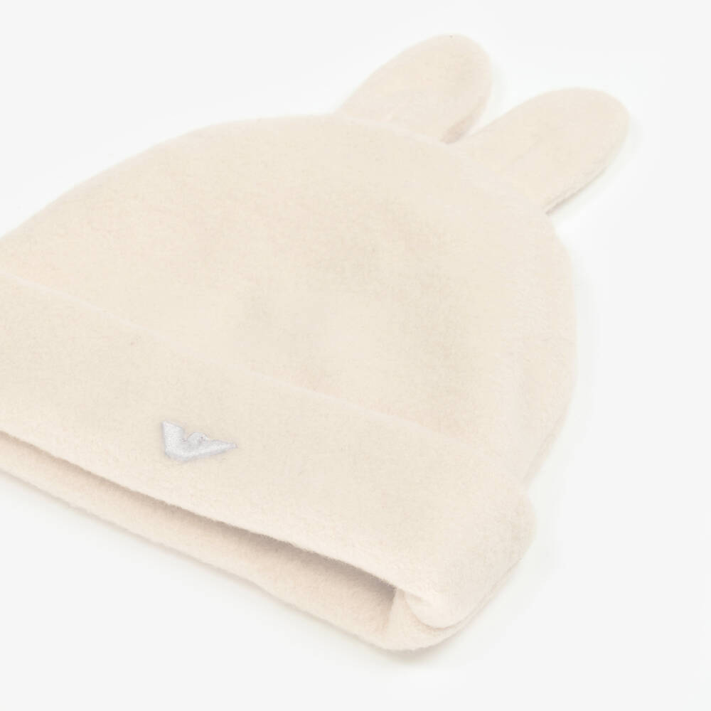 Emporio Armani-Ivory Cotton Bunny Ears Hat | Childrensalon Outlet