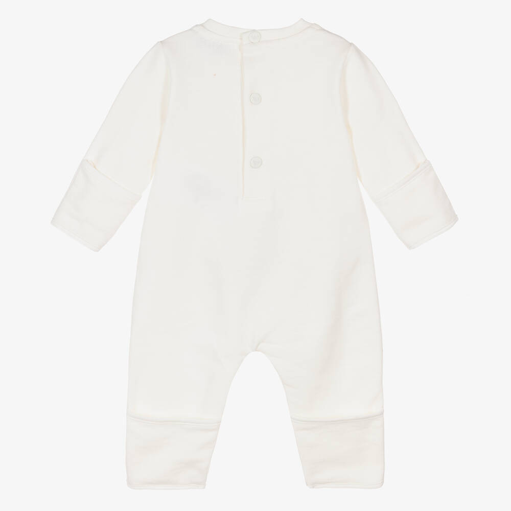 إمبوريو أرماني-أوفرول رومبر قطن جيرسي مطرز لون عاجي للأطفال | Childrensalon Outlet