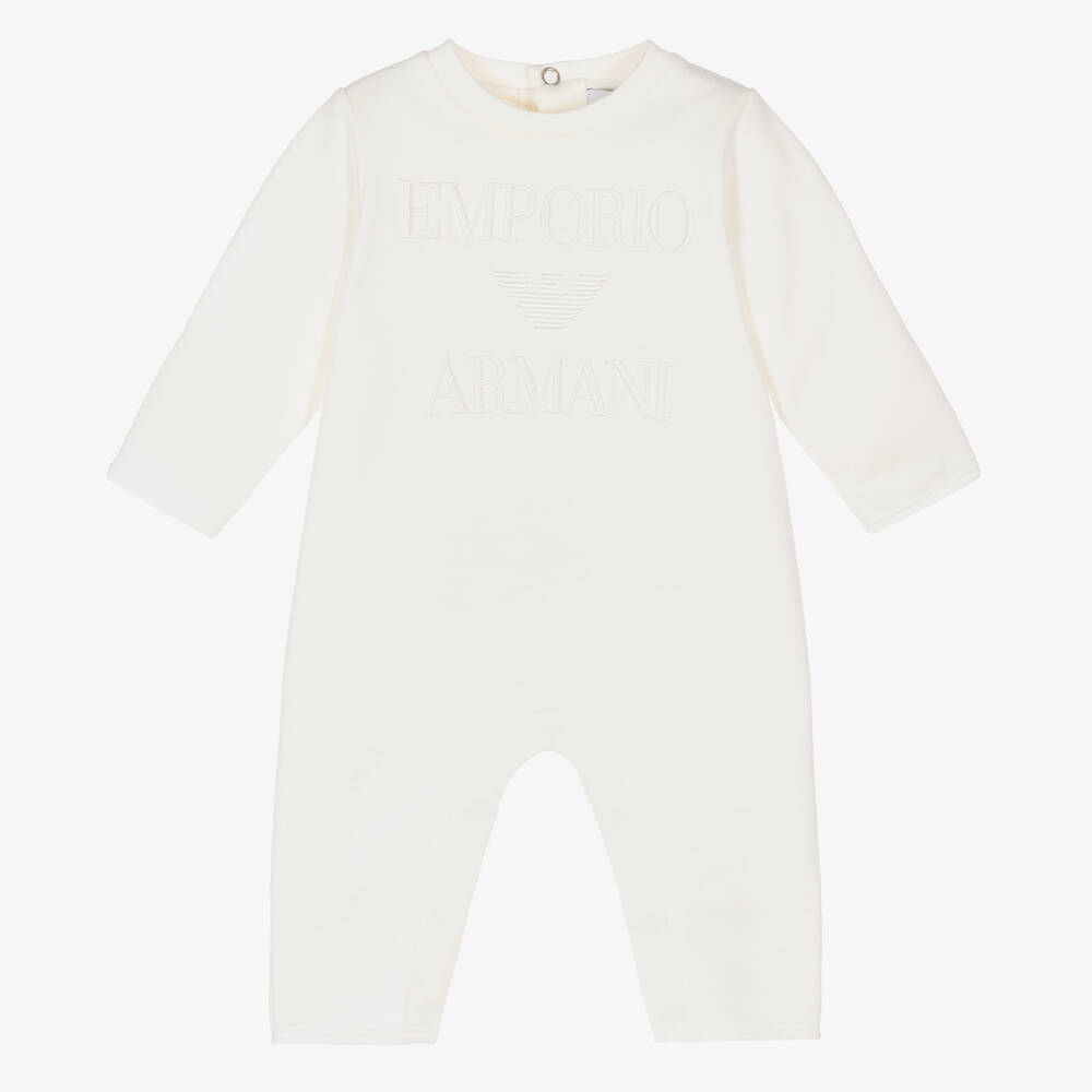 Emporio Armani - Baumwolljersey-Overall in Elfenbein | Childrensalon