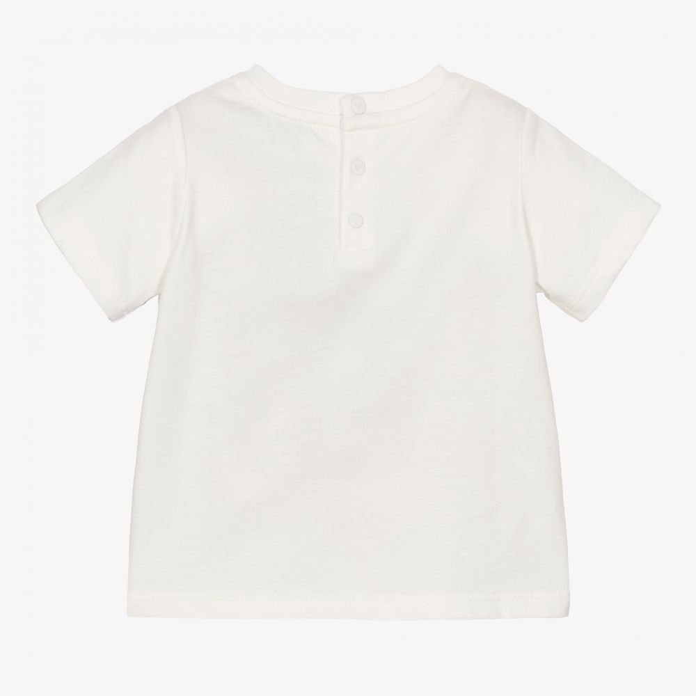 Emporio Armani تيشيرت أطفال ولادي قطن لون عاجي Childrensalon Outlet