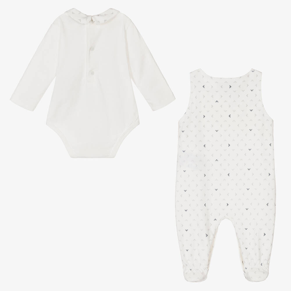 إمبوريو أرماني-طقم أفرول بيبي غرو قطن لون عاجي للأطفال | Childrensalon Outlet