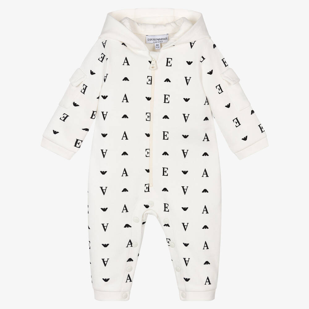 Emporio Armani - Combinaison ivoire en coton | Childrensalon