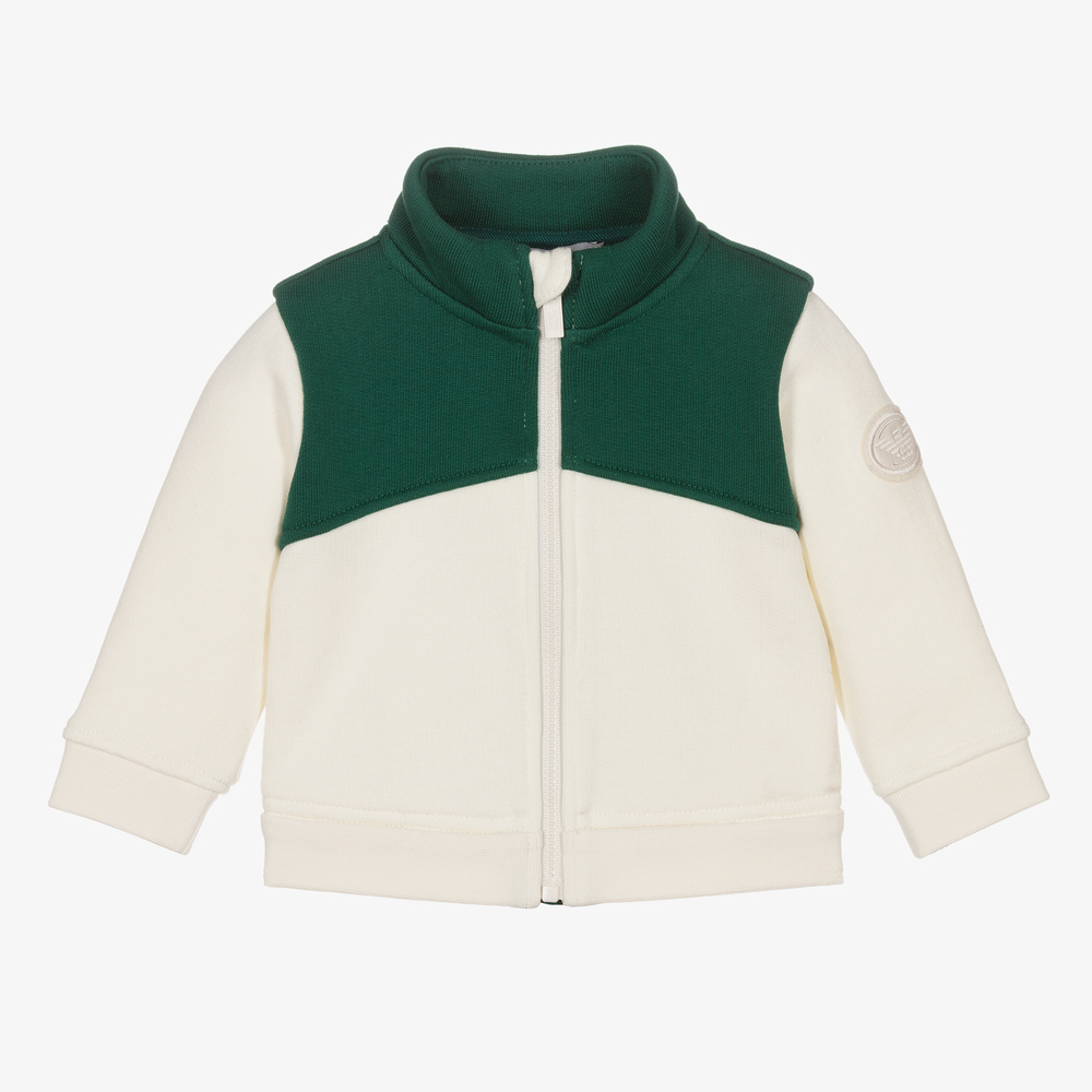 Emporio Armani-Ivory Cotton Zip-Up Top | Childrensalon Outlet
