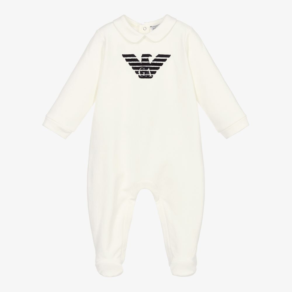 Emporio Armani - Grenouillère ivoire en coton | Childrensalon