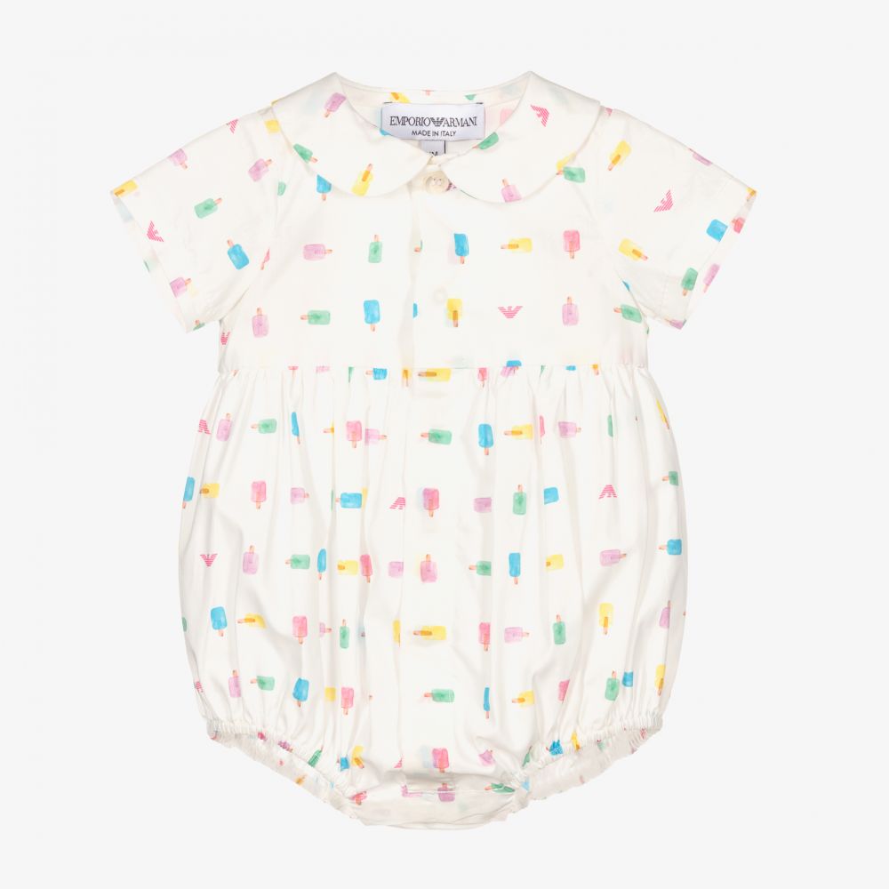 Emporio Armani-Ivory Ice Cream Logo Shortie | Childrensalon Outlet