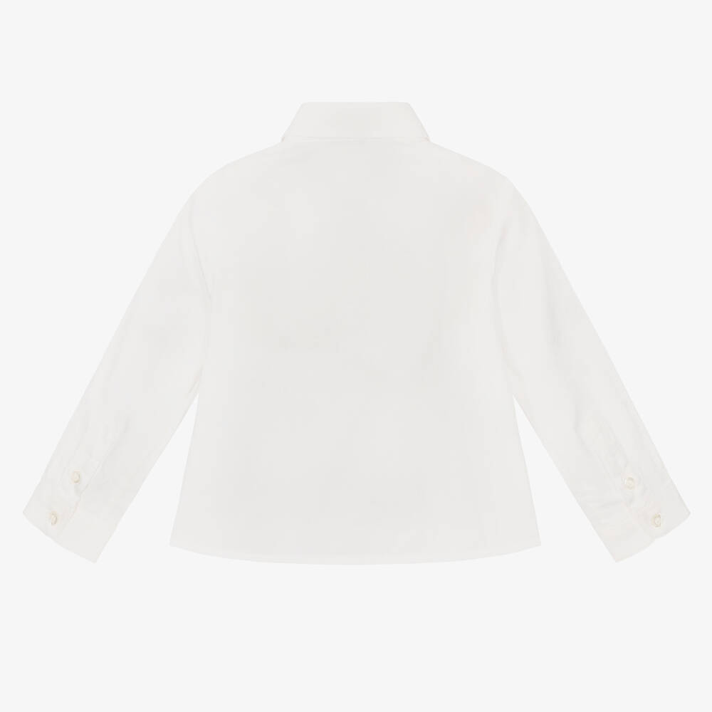 إEmporio Armani-قميص قطن ساتين لون عاجي للمواليد | Childrensalon Outlet