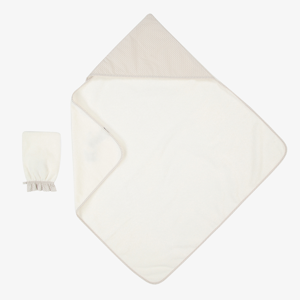 Emporio Armani - Кремовый подарочный комплект полотенца и рукавицы-мочалки | Childrensalon