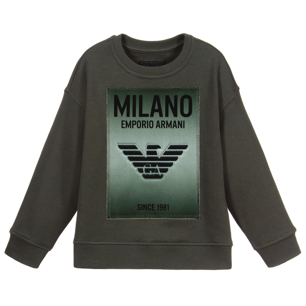 Emporio Armani - Khaki Green Logo Sweatshirt | Childrensalon