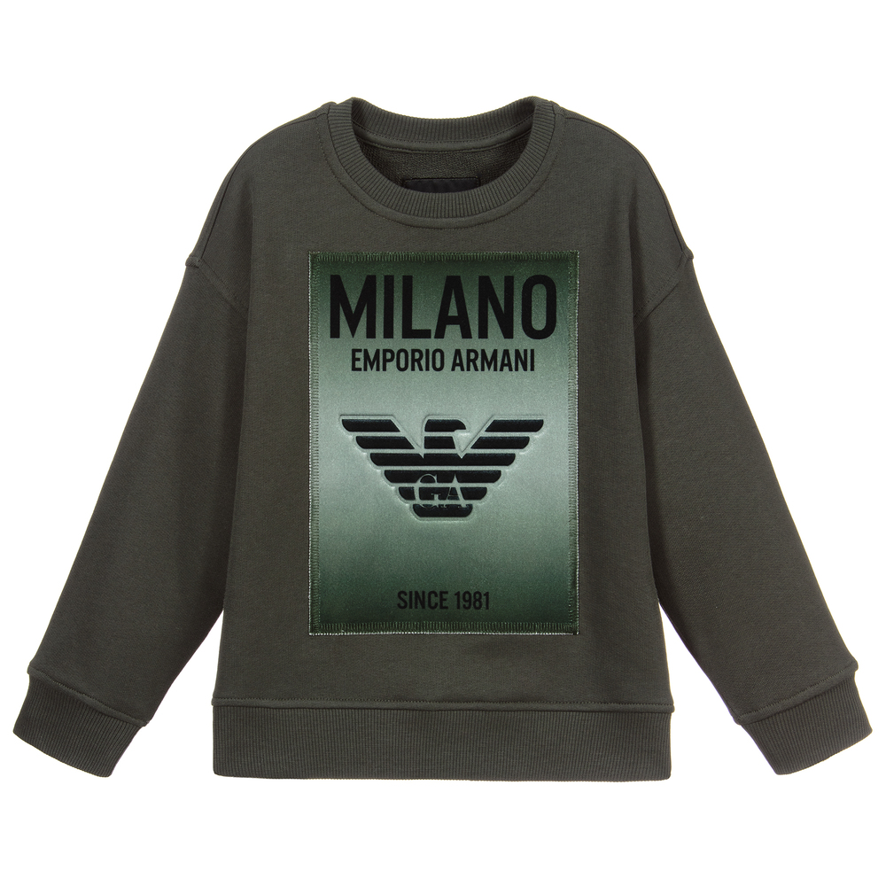 Emporio Armani - Khakigrünes Logo-Sweatshirt | Childrensalon