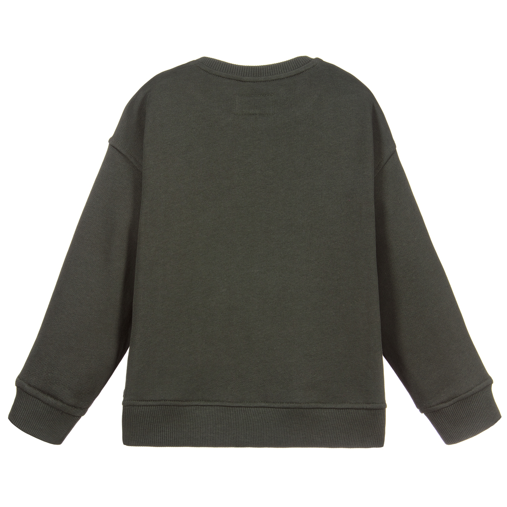 Emporio Armani-Khaki Green Logo Sweatshirt | Childrensalon Outlet