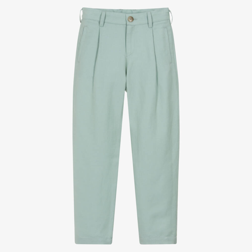 Emporio Armani-Mint Green Linen Trouser | Childrensalon Outlet
