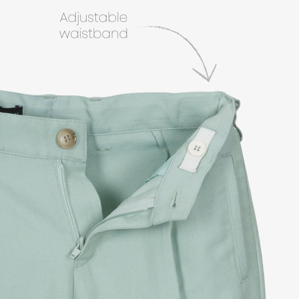 Emporio Armani-Mint Green Linen Trouser | Childrensalon Outlet