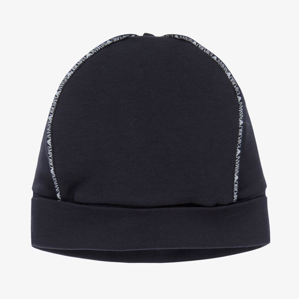 Emporio Armani - Bonnet bleu marine en coton Bébé | Childrensalon