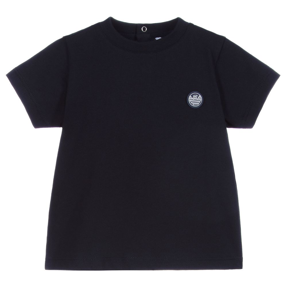 Emporio Armani - Navy Blue Cotton Baby T-Shirt | Childrensalon