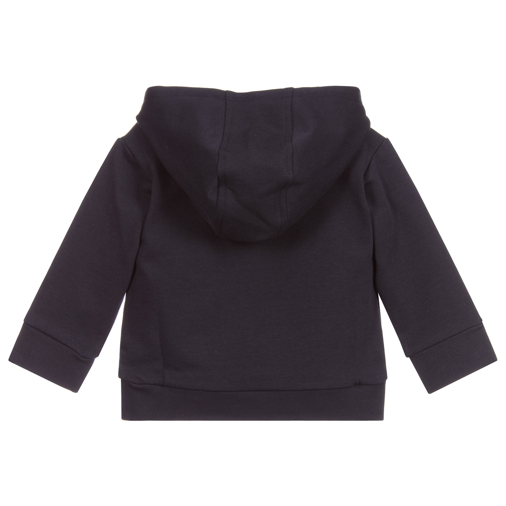 Emporio Armani Navy Blue Cotton Logo Hoodie Childrensalon Outlet