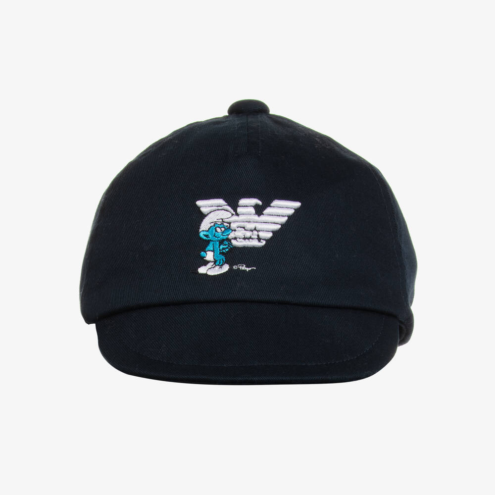 إEmporio Armani-كاب قطن تويل لون كحلي للأطفال | Childrensalon Outlet