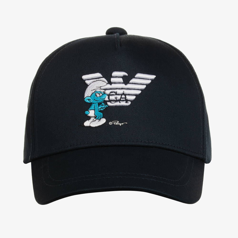 Emporio Armani - Navyblaues Schlumpf Baumwoll-Cap  | Childrensalon