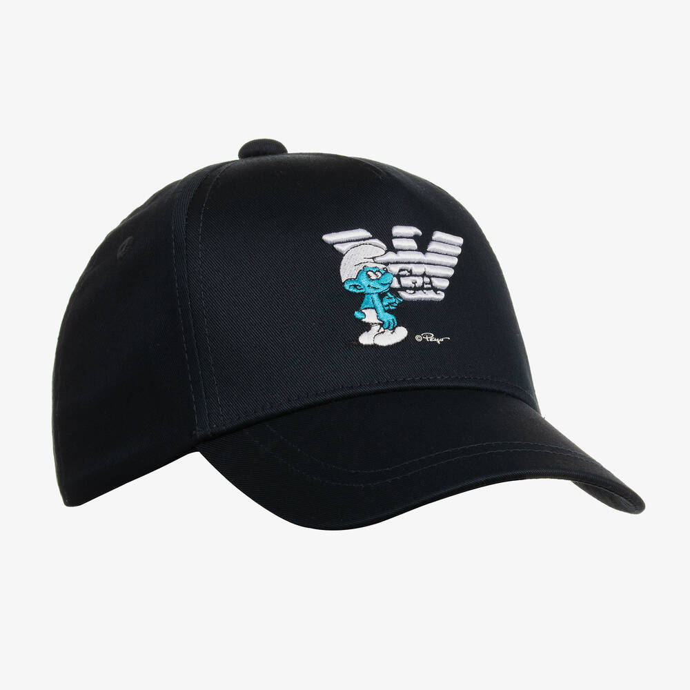 إEmporio Armani-كاب قطن تويل لون كحلي | Childrensalon Outlet