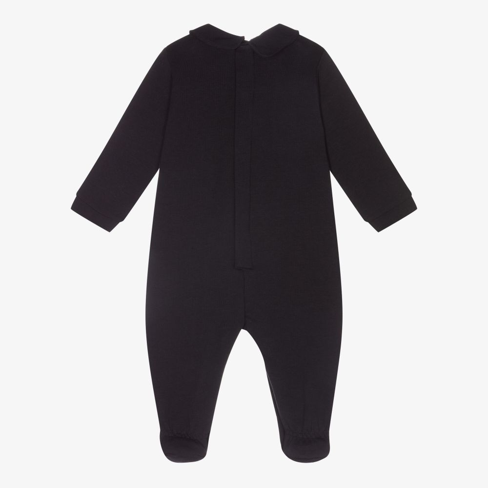 Emporio Armani-Navy Blue Eagle Logo Babysuit | Childrensalon Outlet