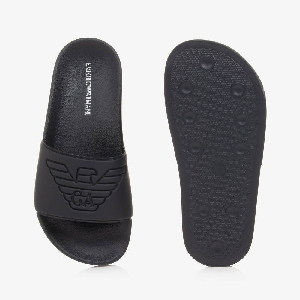 Emporio Armani Navy Blue Eagle Sliders Childrensalon Outlet