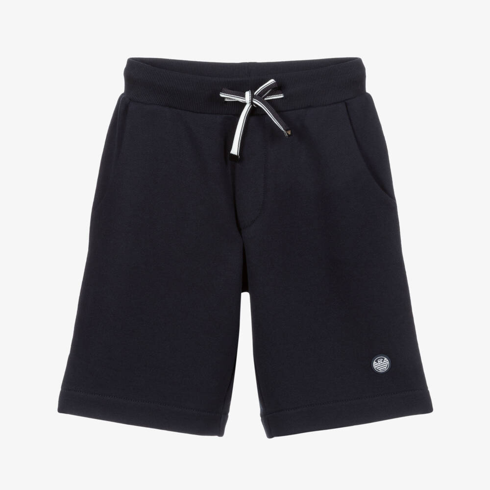 Emporio Armani-Navy Blue Jersey Logo Shorts | Childrensalon Outlet
